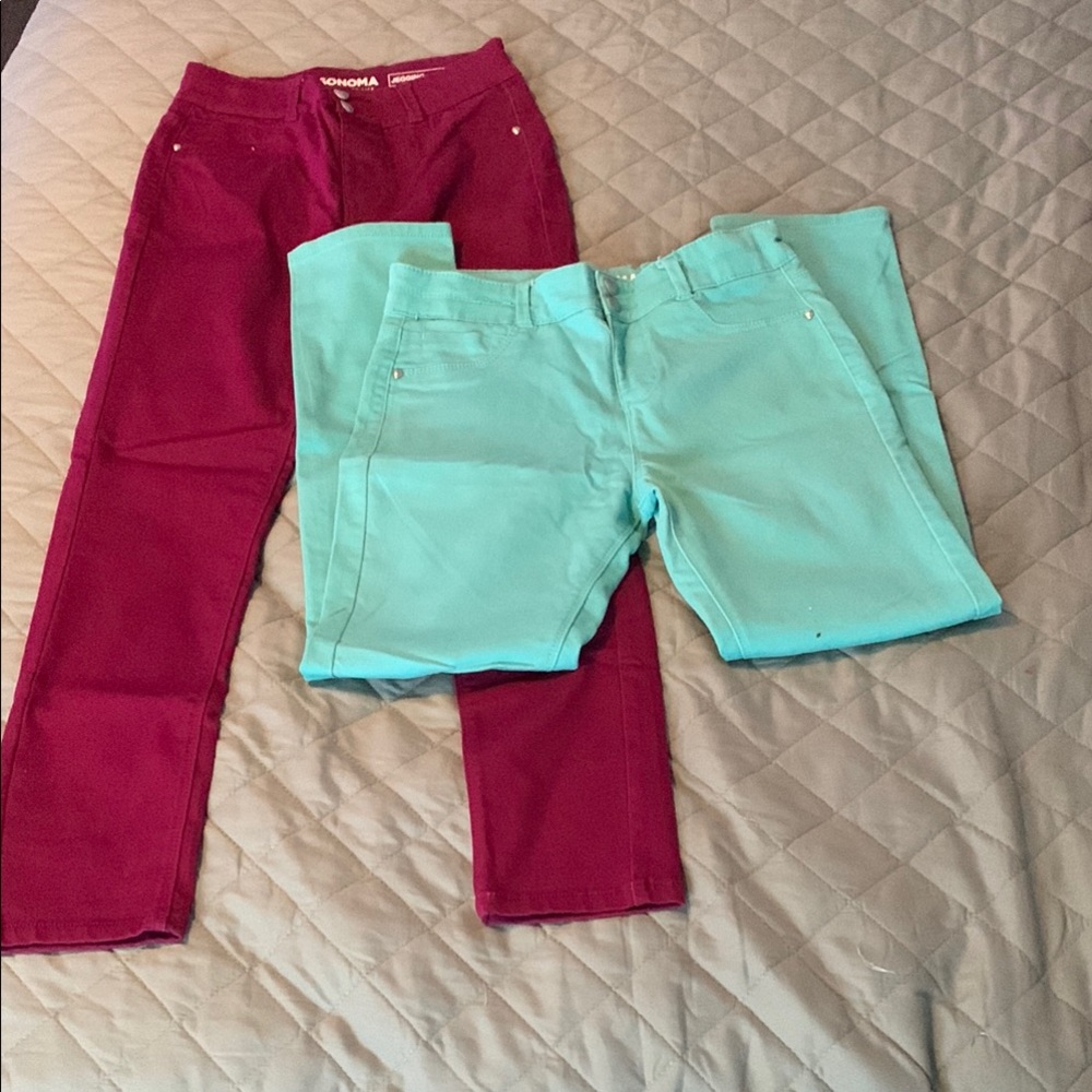 Sonoma Red and Teal Jeans Casual Collection